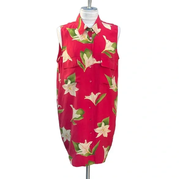 equipment sleeveless shirt dress Equipment Sleeveless Silk Shirt Dress Sage